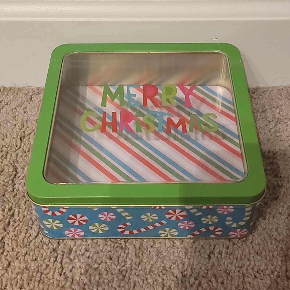Christmas Tin Cookie Container